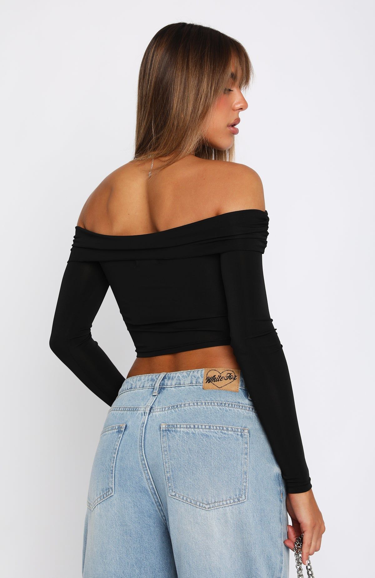 Not Alone Long Sleeve Crop Black sold by White Fox Boutique product image thumbnail 4