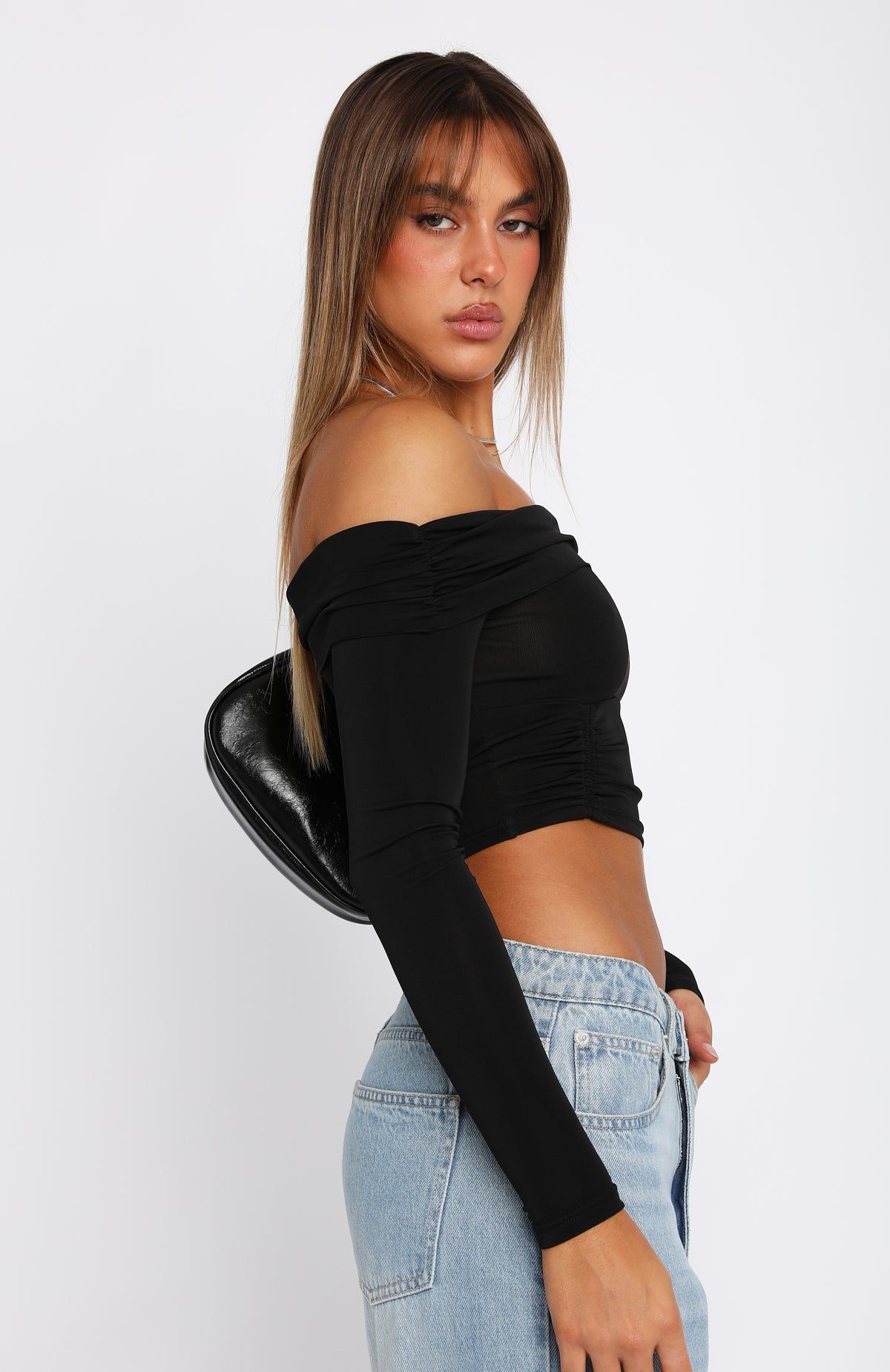 Not Alone Long Sleeve Crop Black sold by White Fox Boutique product image thumbnail 3