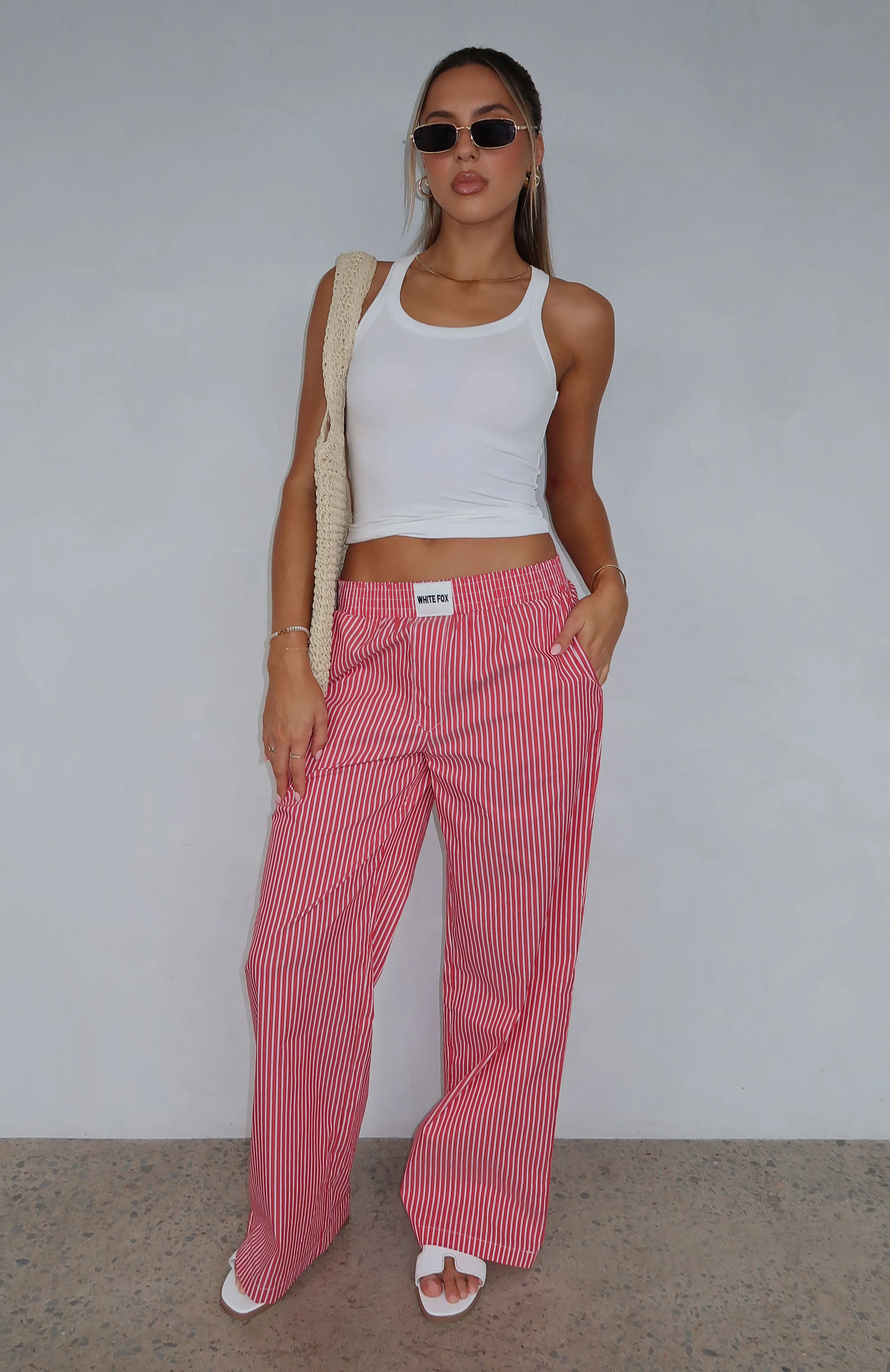Just Stop Pants Red Stripe sold by White Fox Boutique product image thumbnail 5