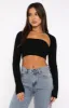 Forgetting You Ribbed Knit Long Sleeve Crop Black sold by White Fox Boutique