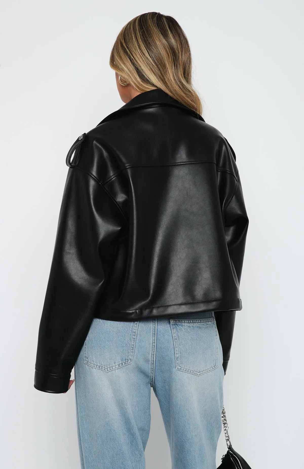 City Is Mine PU Biker Jacket Black sold by White Fox Boutique product image thumbnail 4