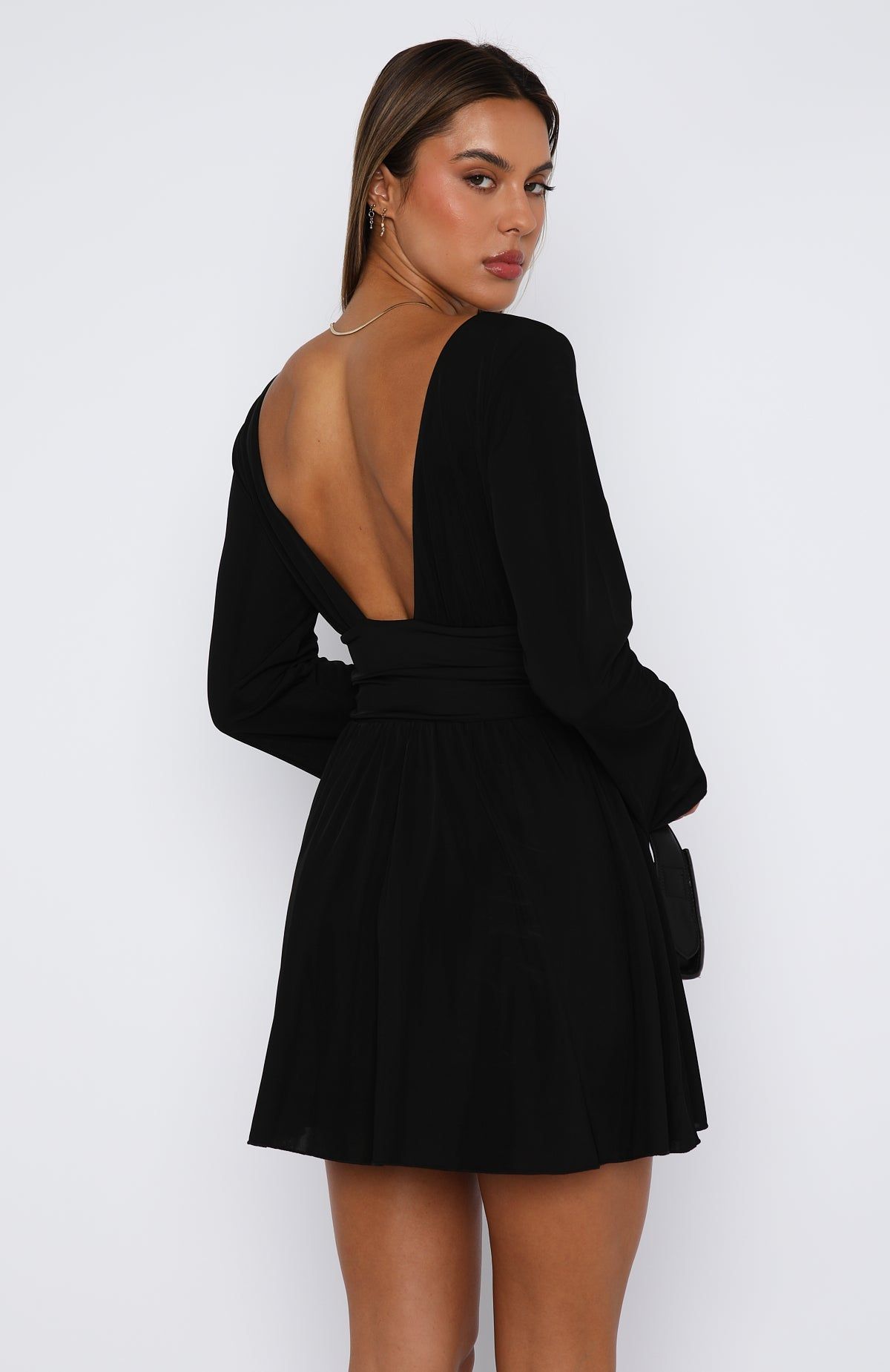 Hard To Fall Long Sleeve Mini Dress Black sold by White Fox Boutique product image thumbnail 4