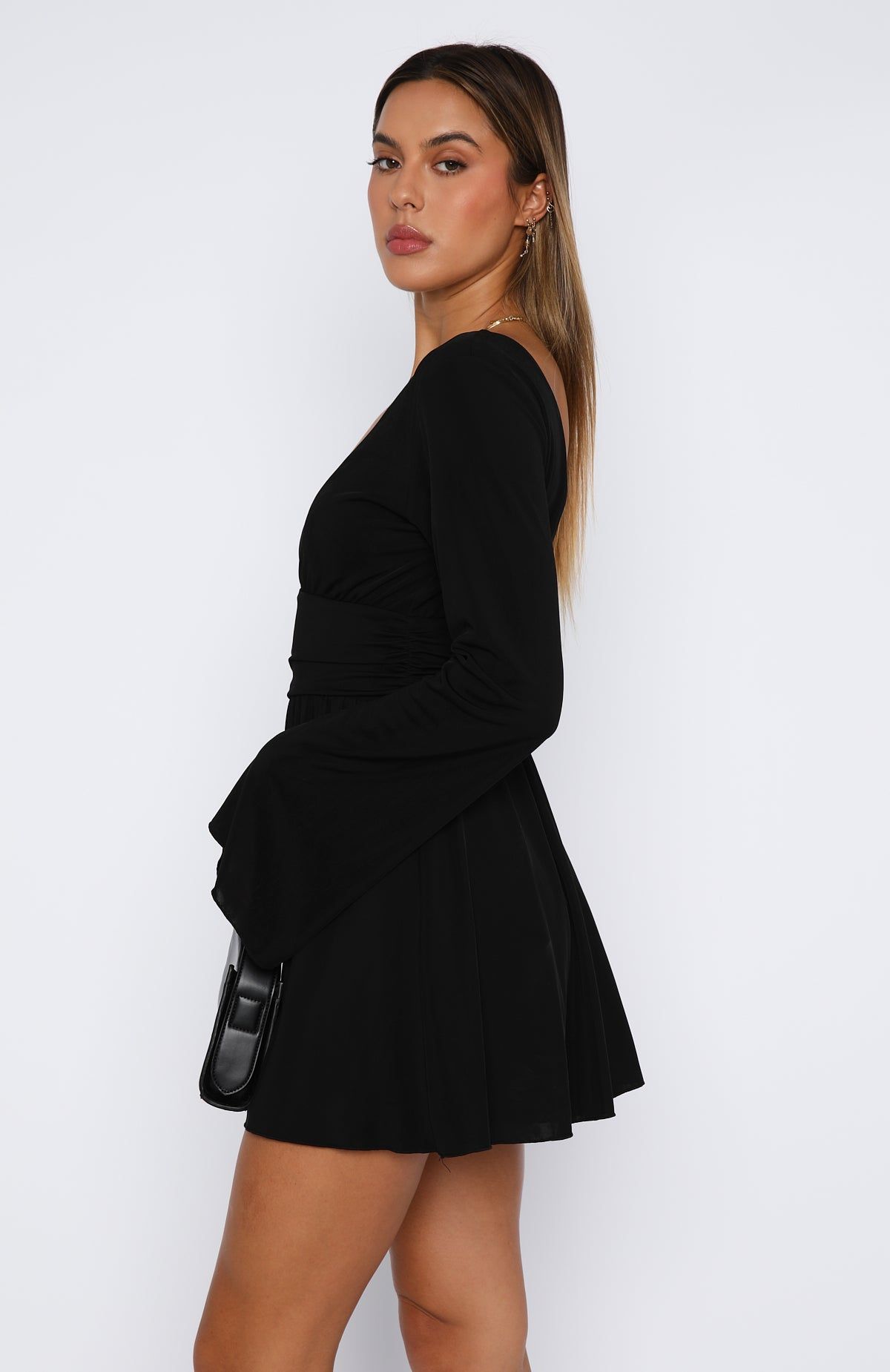 Hard To Fall Long Sleeve Mini Dress Black sold by White Fox Boutique product image thumbnail 3