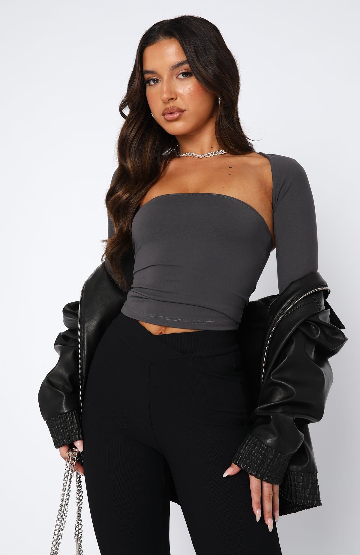 Get Inspired Bolero Top Set Charcoal sold by White Fox Boutique product image thumbnail 3