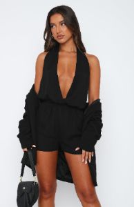 Warming Up To You Playsuit Black sold by White Fox Boutique
