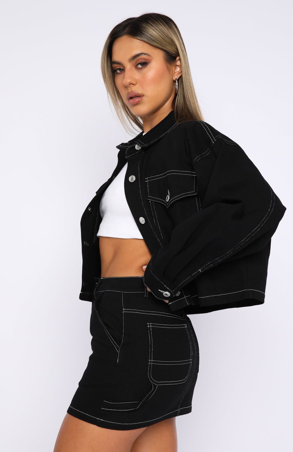 Mystery Of Love Cargo Mini Skirt Black sold by White Fox Boutique product image thumbnail 3