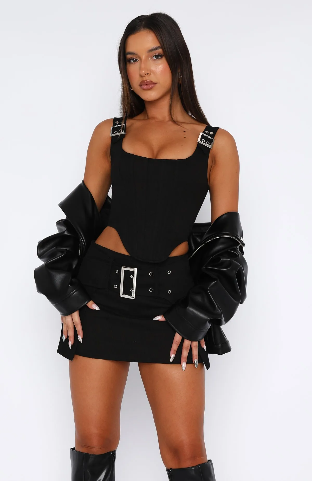 Used To Me Mini Skirt Black sold by White Fox Boutique product image thumbnail 2