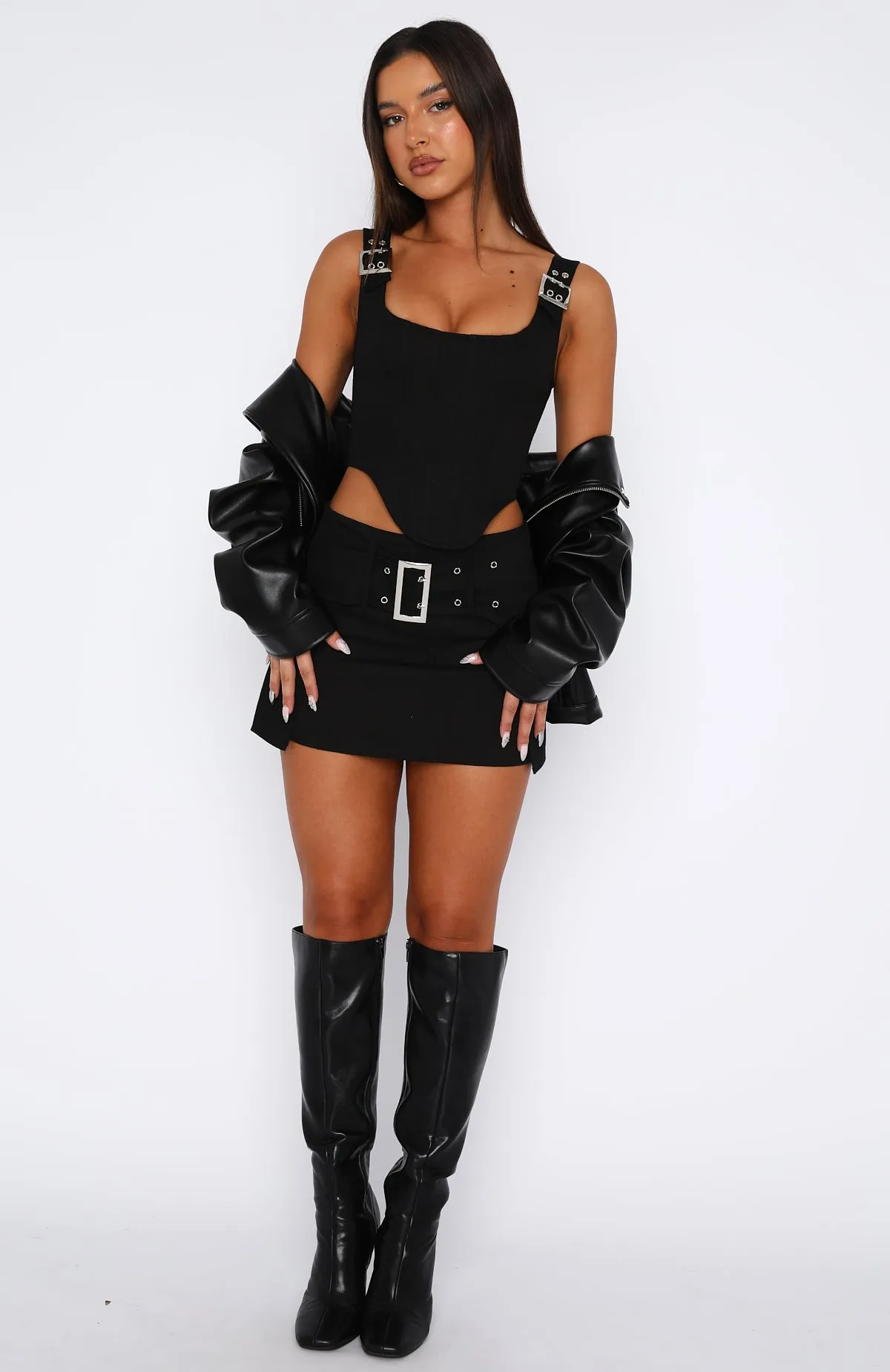 Used To Me Mini Skirt Black sold by White Fox Boutique product image thumbnail 5