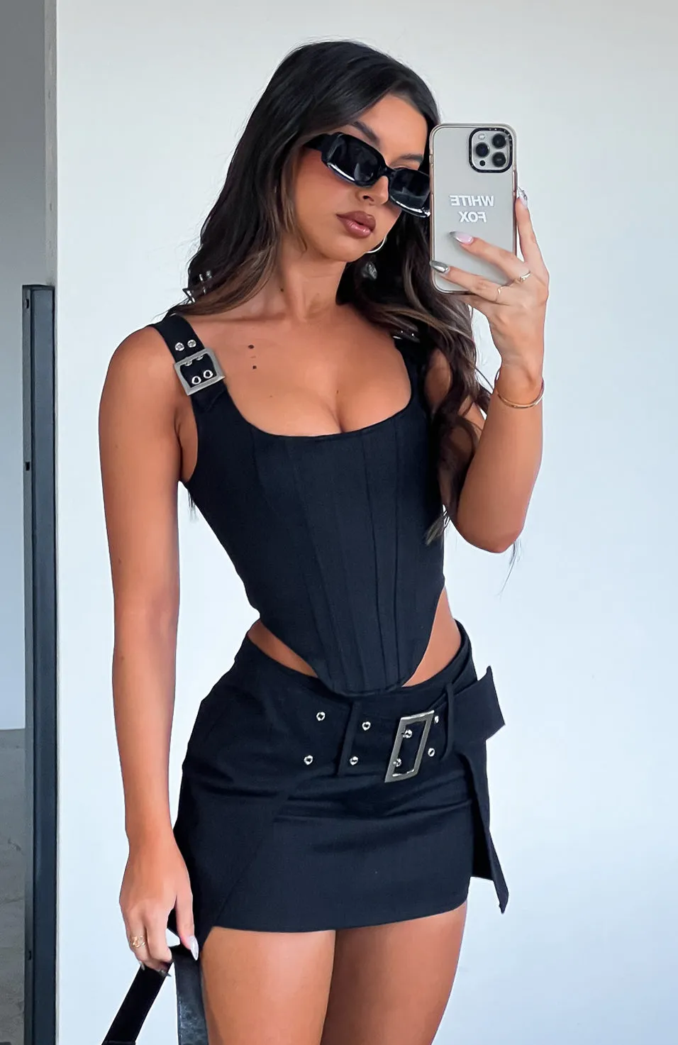 Used To Me Mini Skirt Black sold by White Fox Boutique