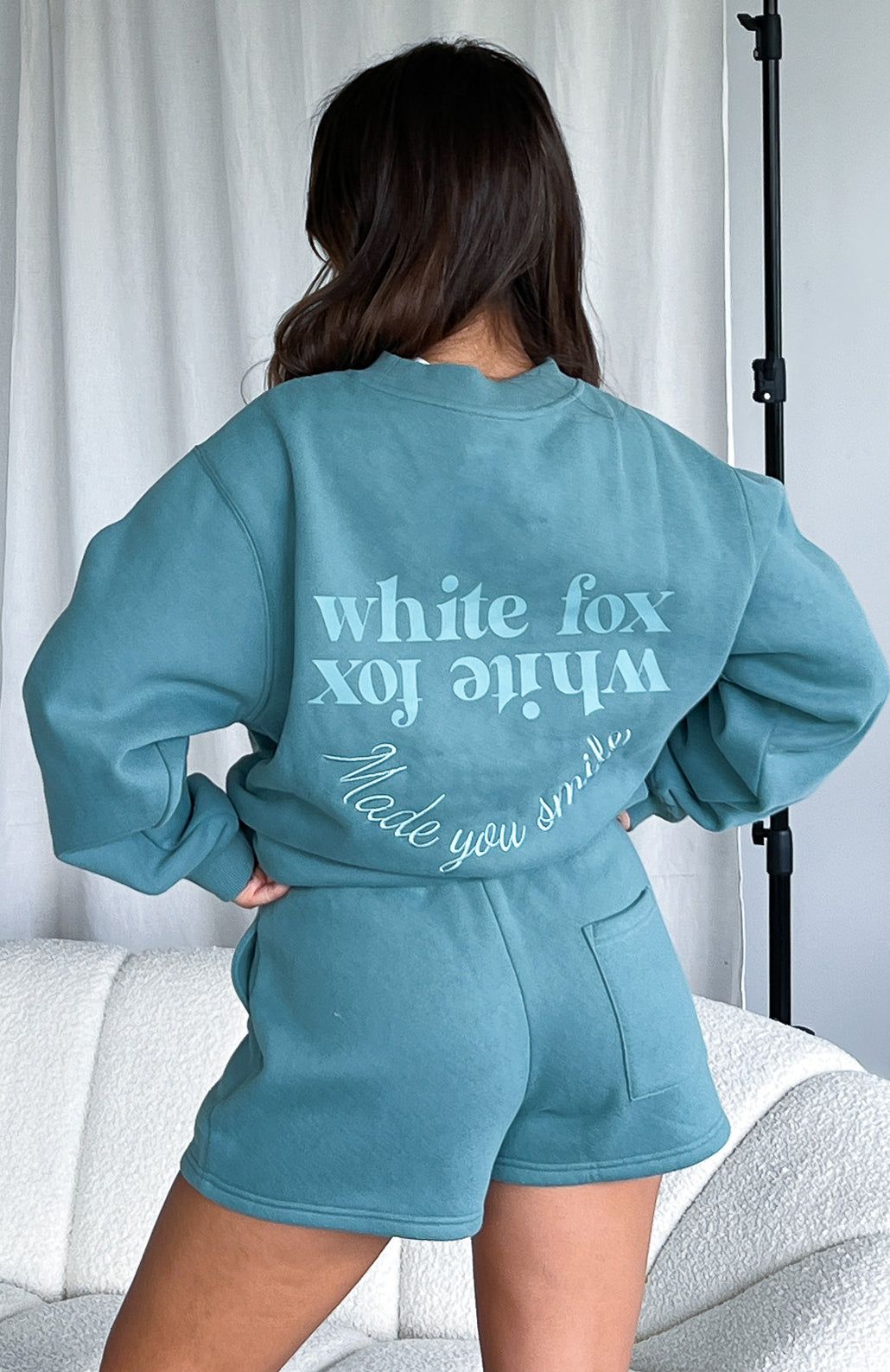Made You Smile Oversized Sweater Teal sold by White Fox Boutique