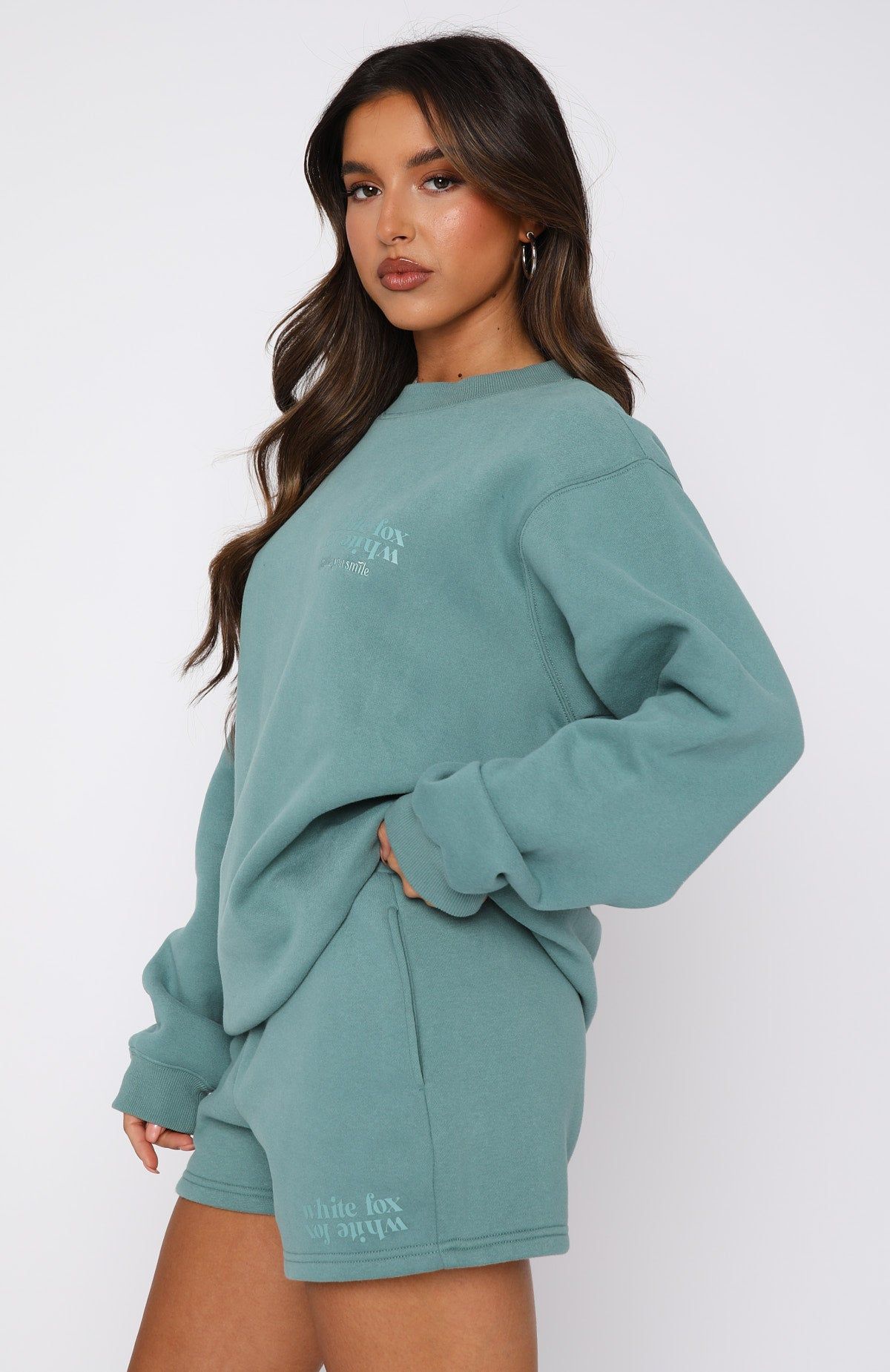 Made You Smile Oversized Sweater Teal sold by White Fox Boutique product image thumbnail 3