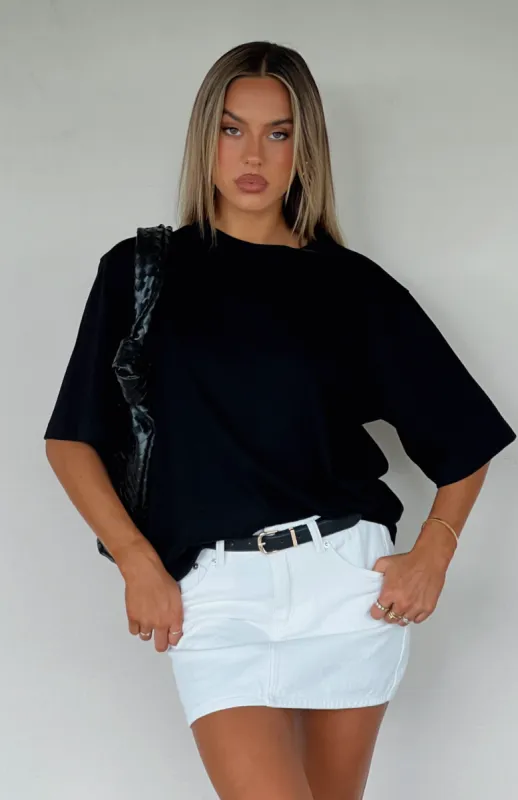 Know It All Low Rise Denim Mini Skirt White sold by White Fox Boutique