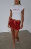 Disco Fever Mini Skirt Red sold by White Fox Boutique