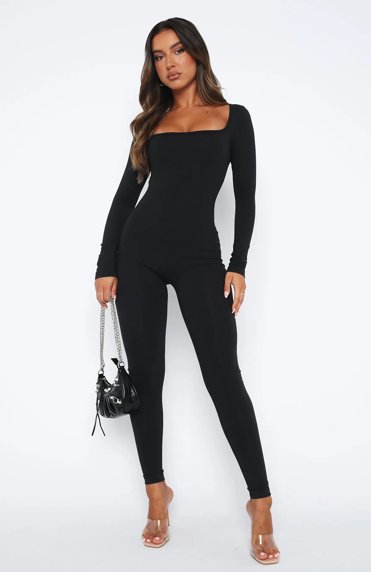 In A Daze Long Sleeve Jumpsuit Black sold by White Fox Boutique product image thumbnail 2