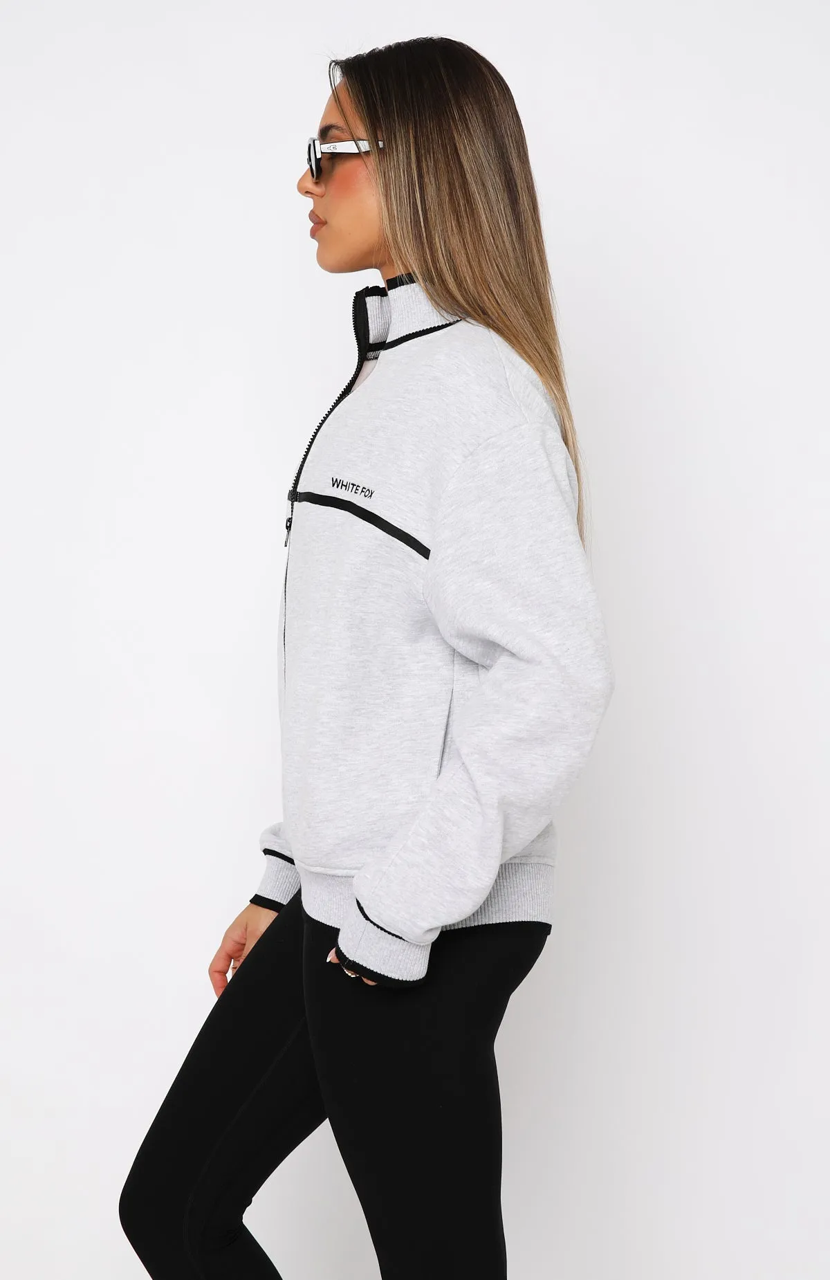 Sign Me Up Zip Front Sweater Grey Marle sold by White Fox Boutique product image thumbnail 3