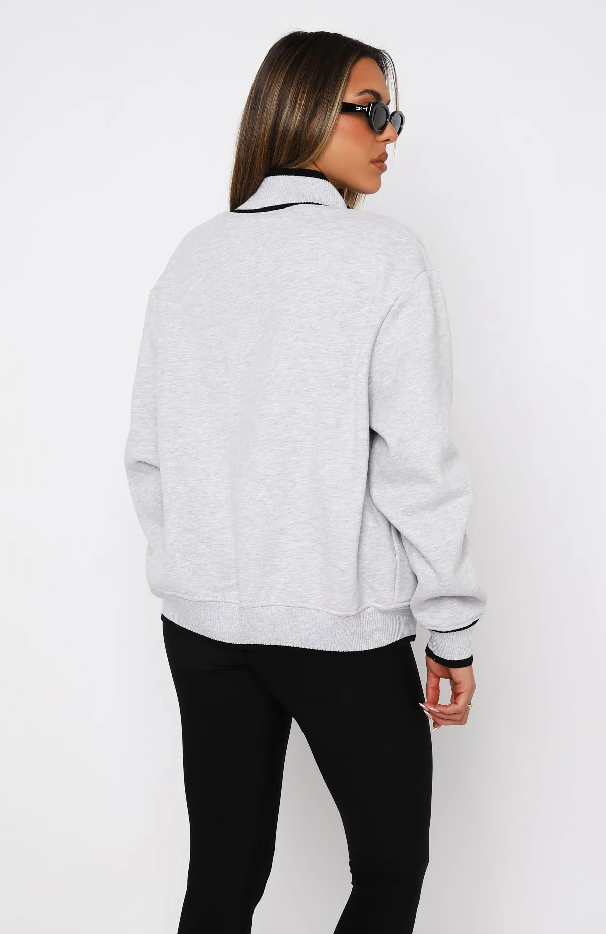 Sign Me Up Zip Front Sweater Grey Marle sold by White Fox Boutique product image thumbnail 4