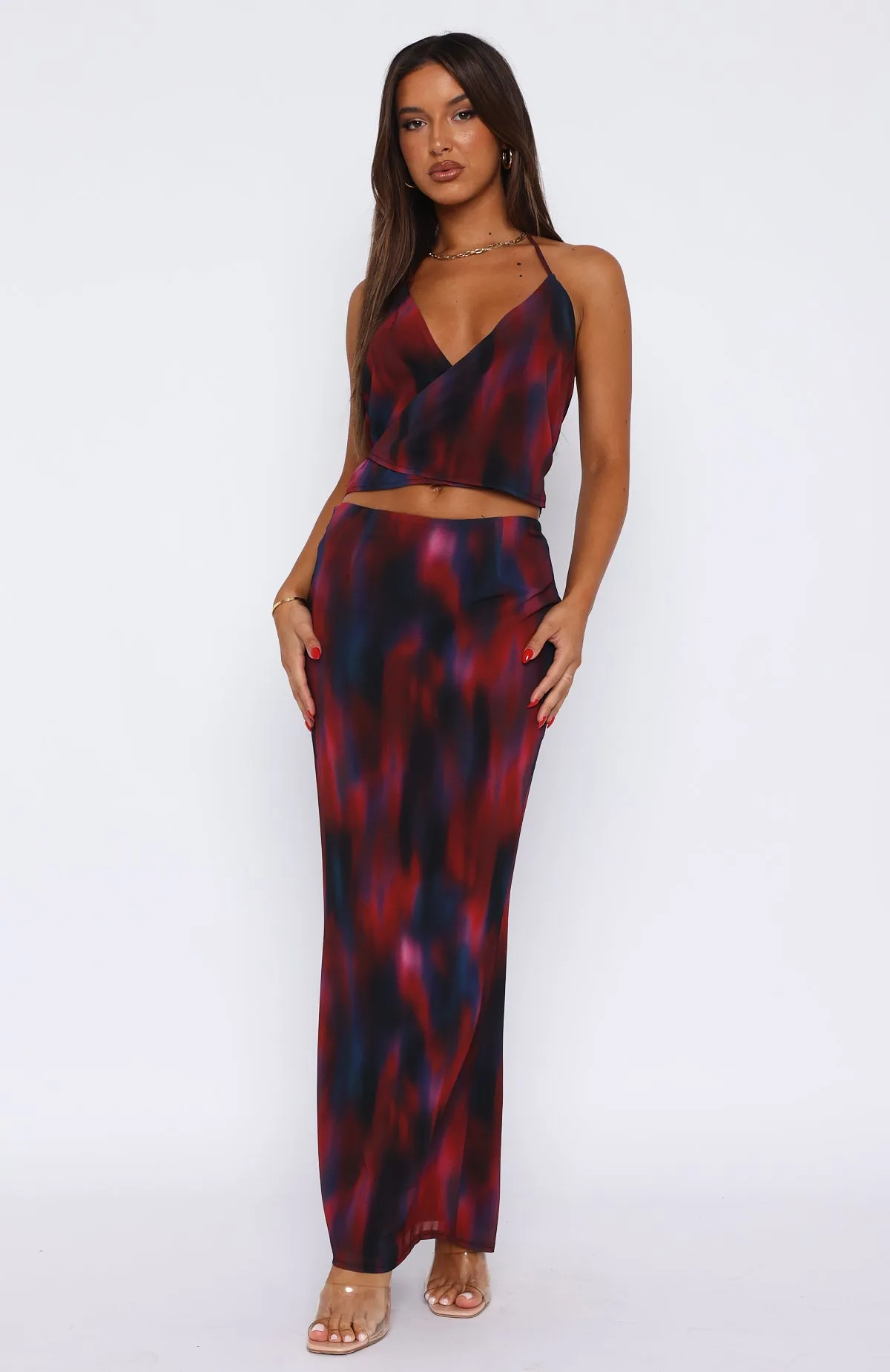 No Later Maxi Skirt Garnet sold by White Fox Boutique product image thumbnail 2