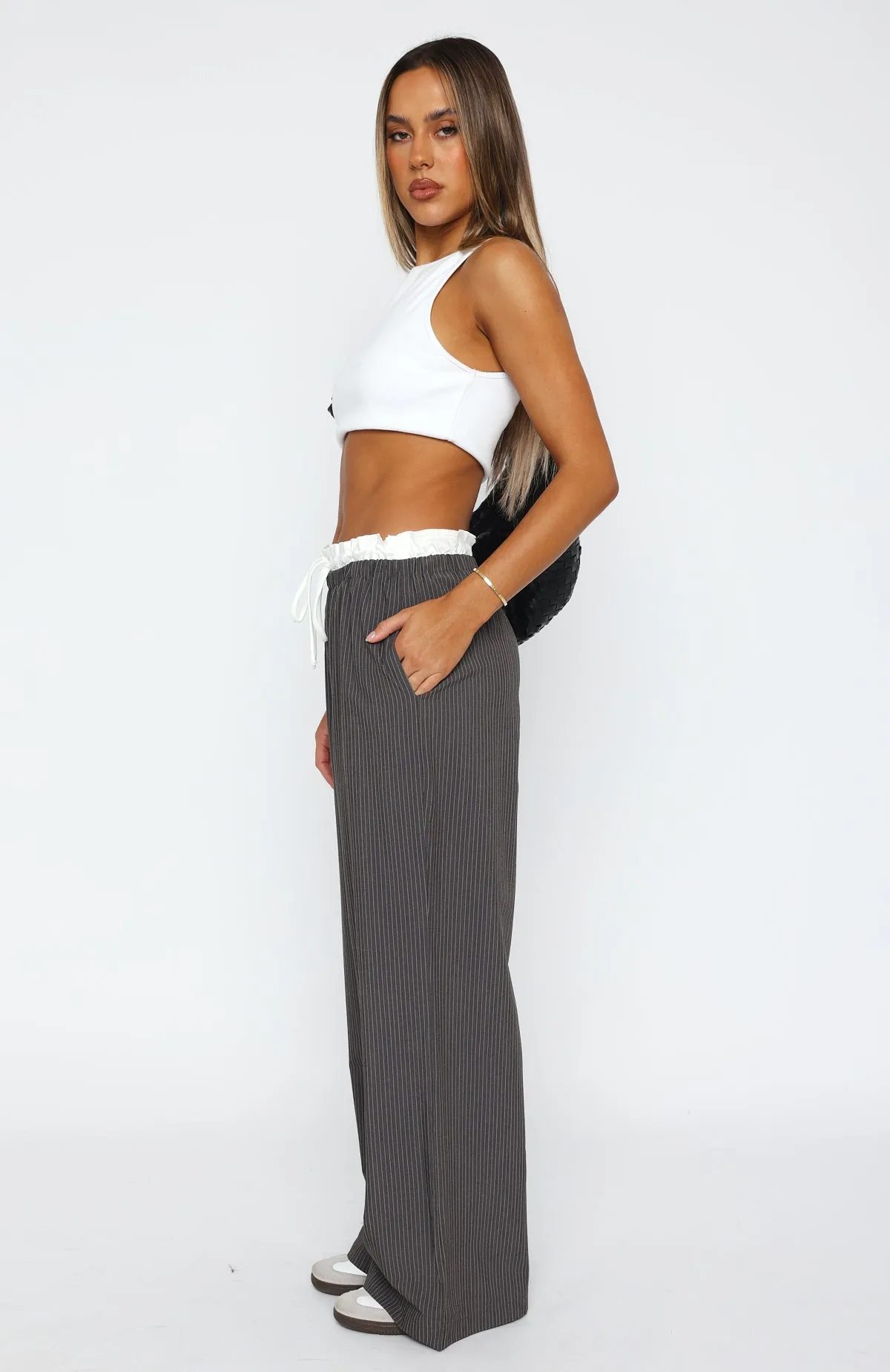 Never Leave My Side Pants Grey Pinstripe sold by White Fox Boutique product image thumbnail 3