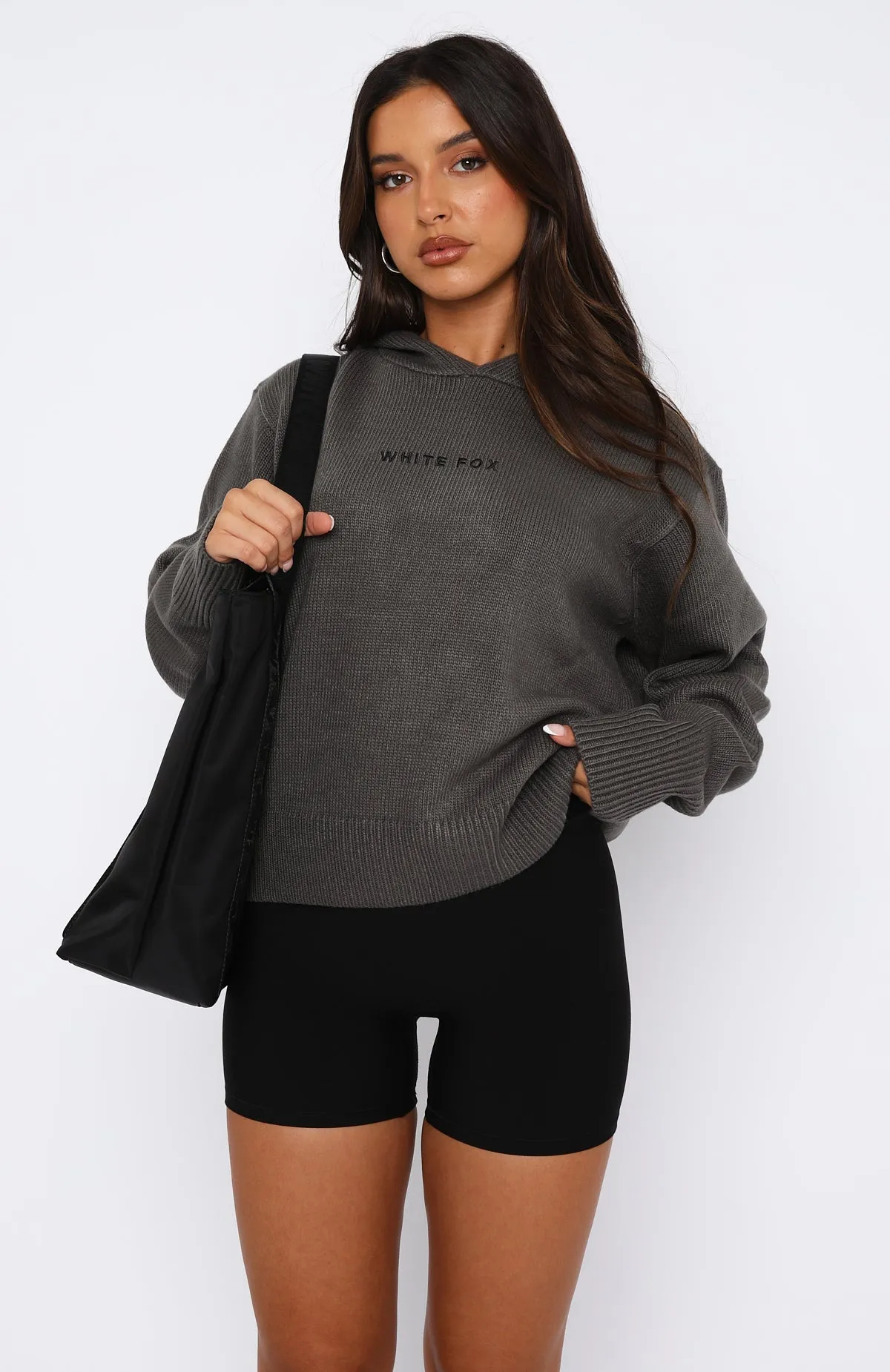 It's Cool Knit Hoodie Charcoal sold by White Fox Boutique product image thumbnail 2