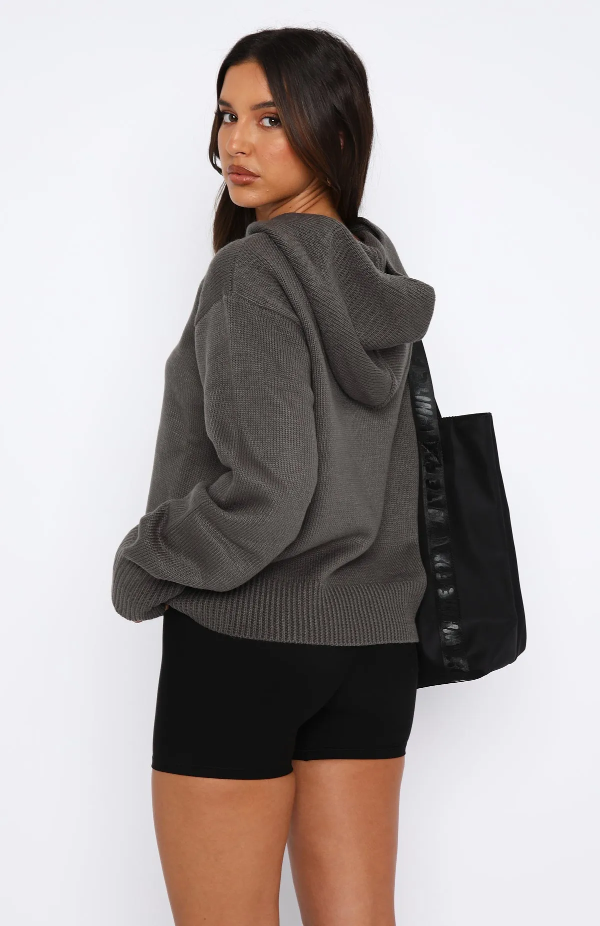 It's Cool Knit Hoodie Charcoal sold by White Fox Boutique product image thumbnail 4