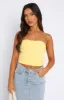 What Do You See Strapless Top Lemon sold by White Fox Boutique