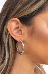 Take You Far Hoop Earrings Silver sold by White Fox Boutique