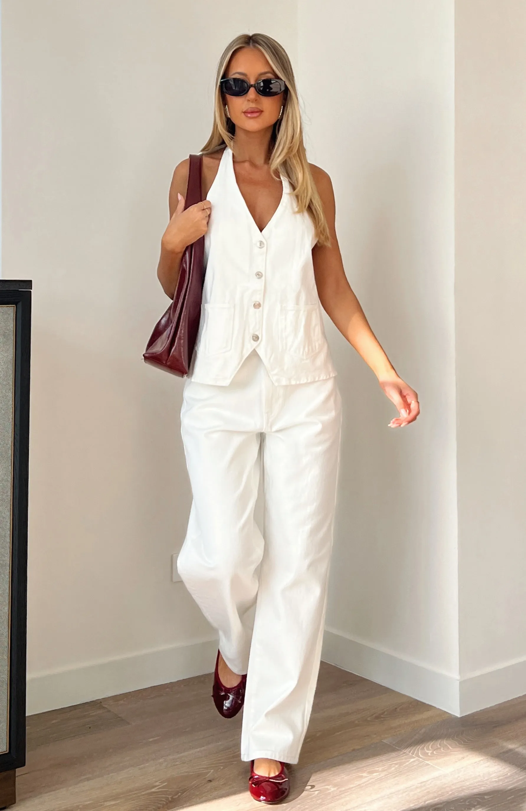 Momentum Mid Rise Straight Leg Jeans White sold by White Fox Boutique product image thumbnail 5