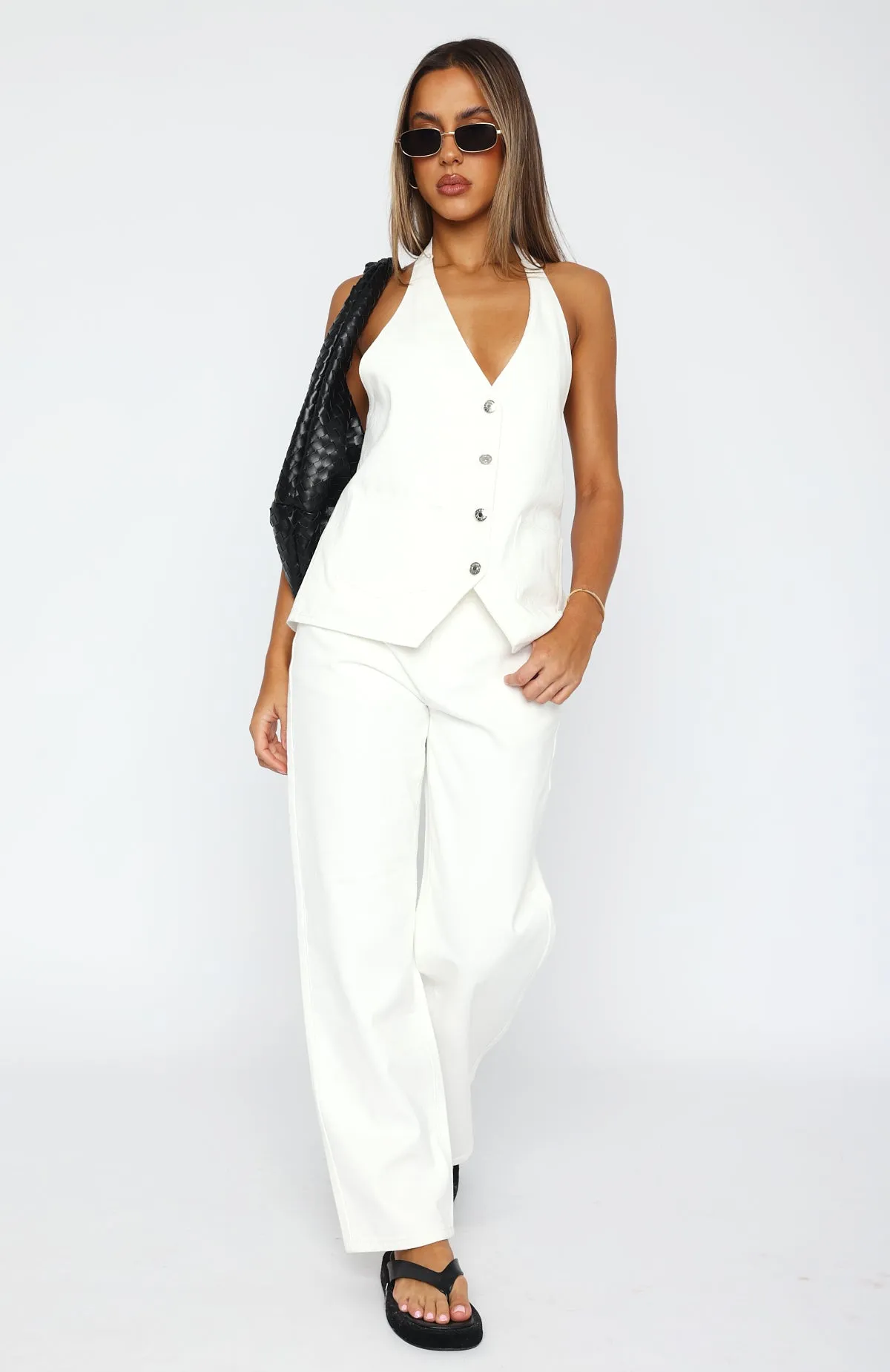 Momentum Mid Rise Straight Leg Jeans White sold by White Fox Boutique product image thumbnail 2