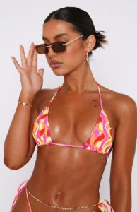 Golden Hour Bikini Top Fluorescent Geo sold by White Fox Boutique