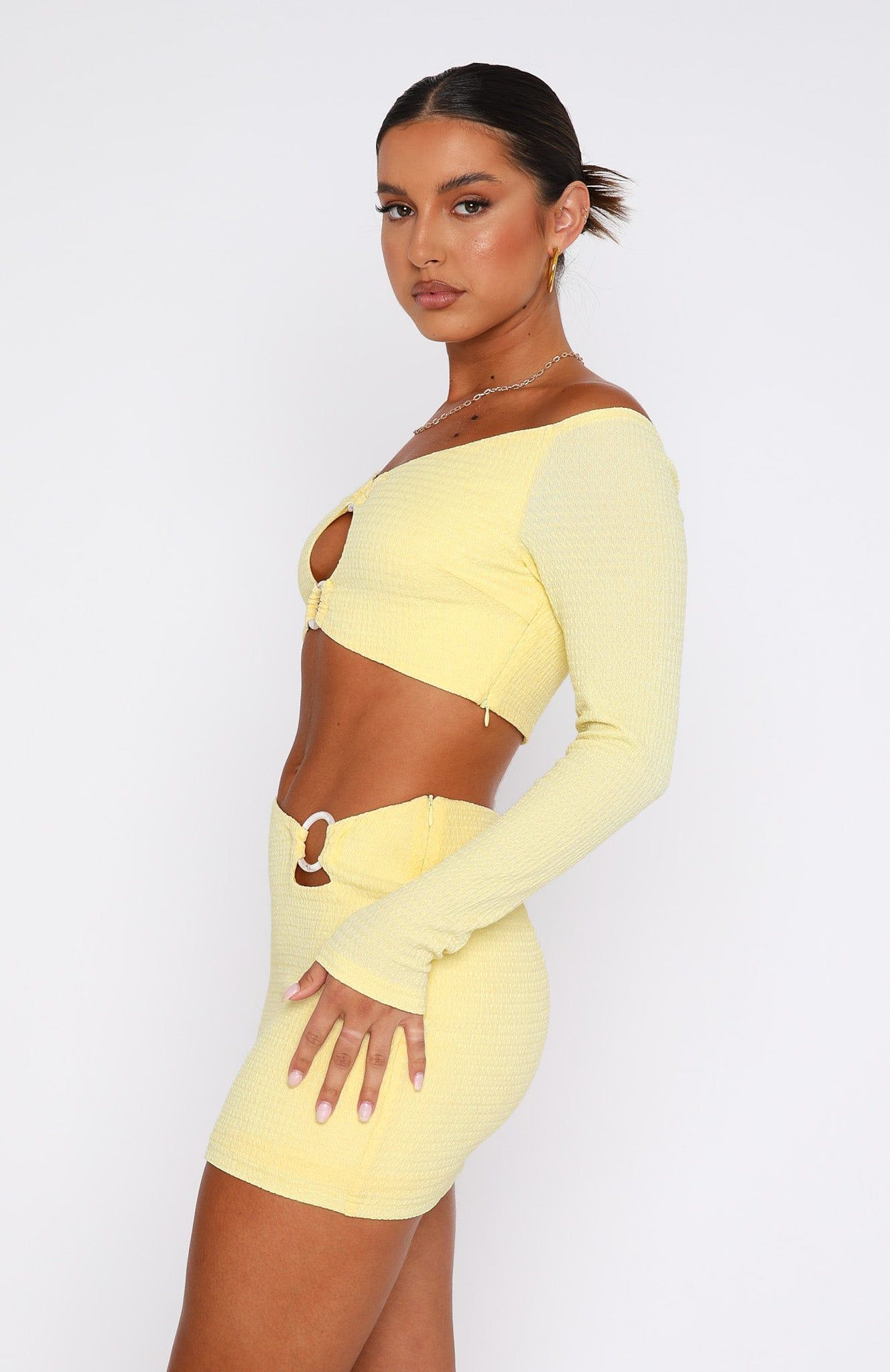 Paradise Vibes Long Sleeve Crop Lemon sold by White Fox Boutique product image thumbnail 3
