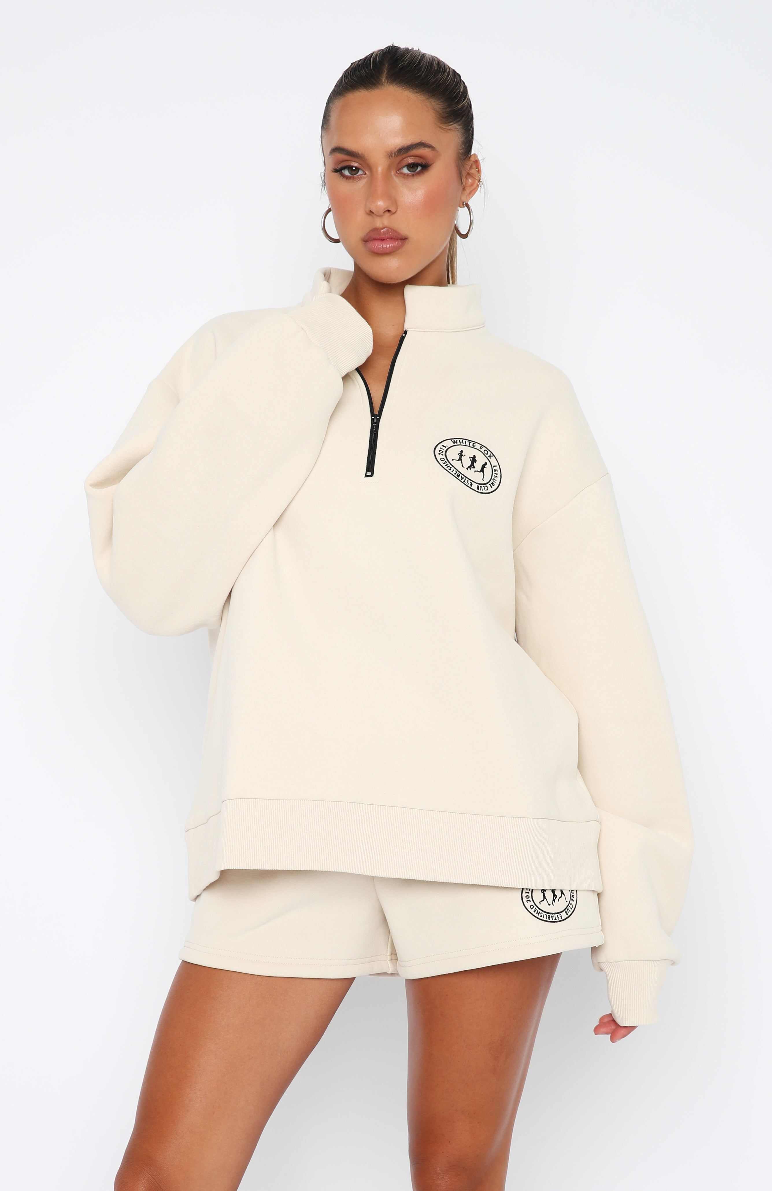 Part Of The Story Zip Front Sweater Pebble sold by White Fox Boutique product image thumbnail 2