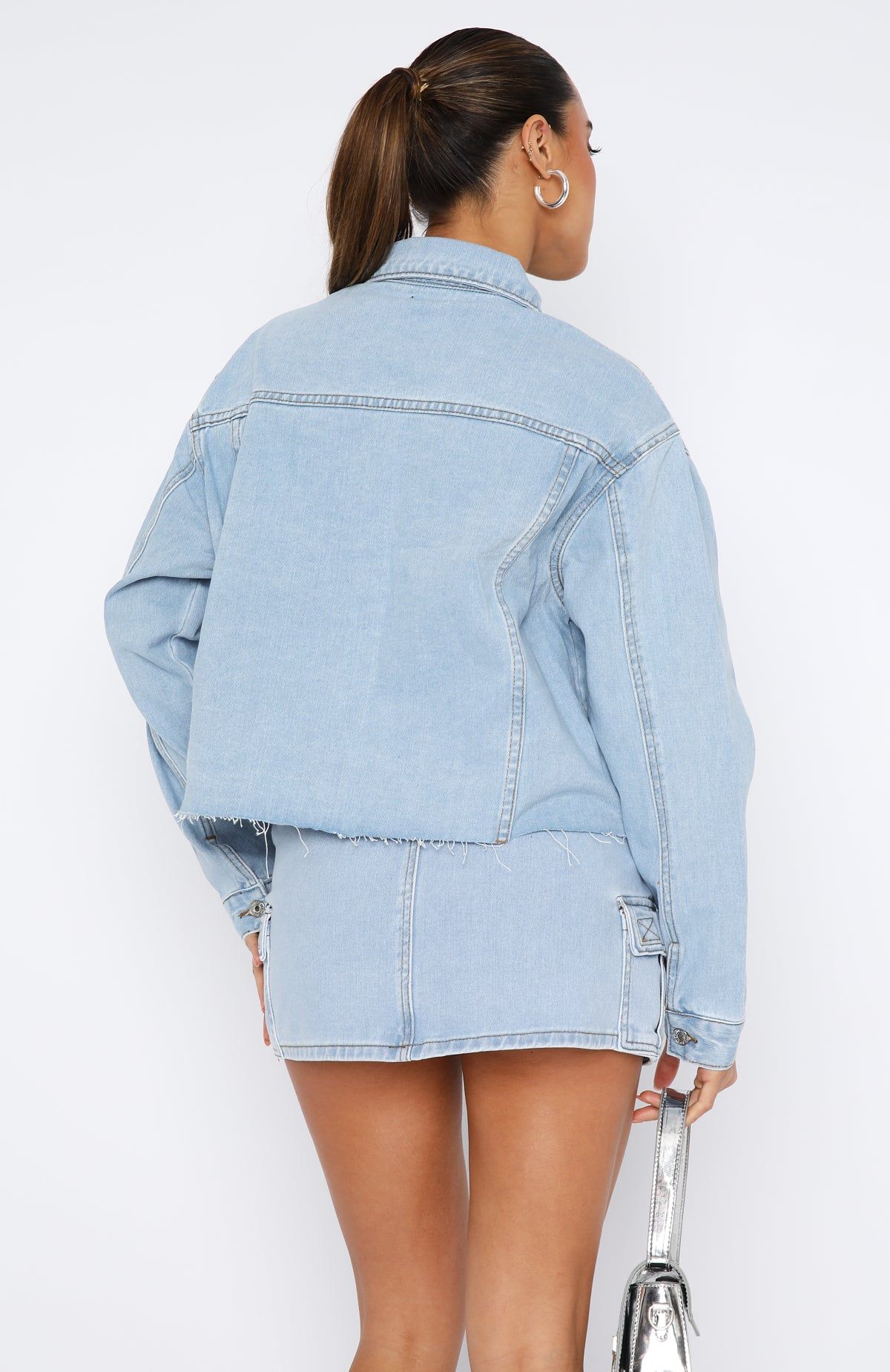 Only Want To Be With You Denim Jacket Light Blue Wash sold by White Fox Boutique product image thumbnail 4