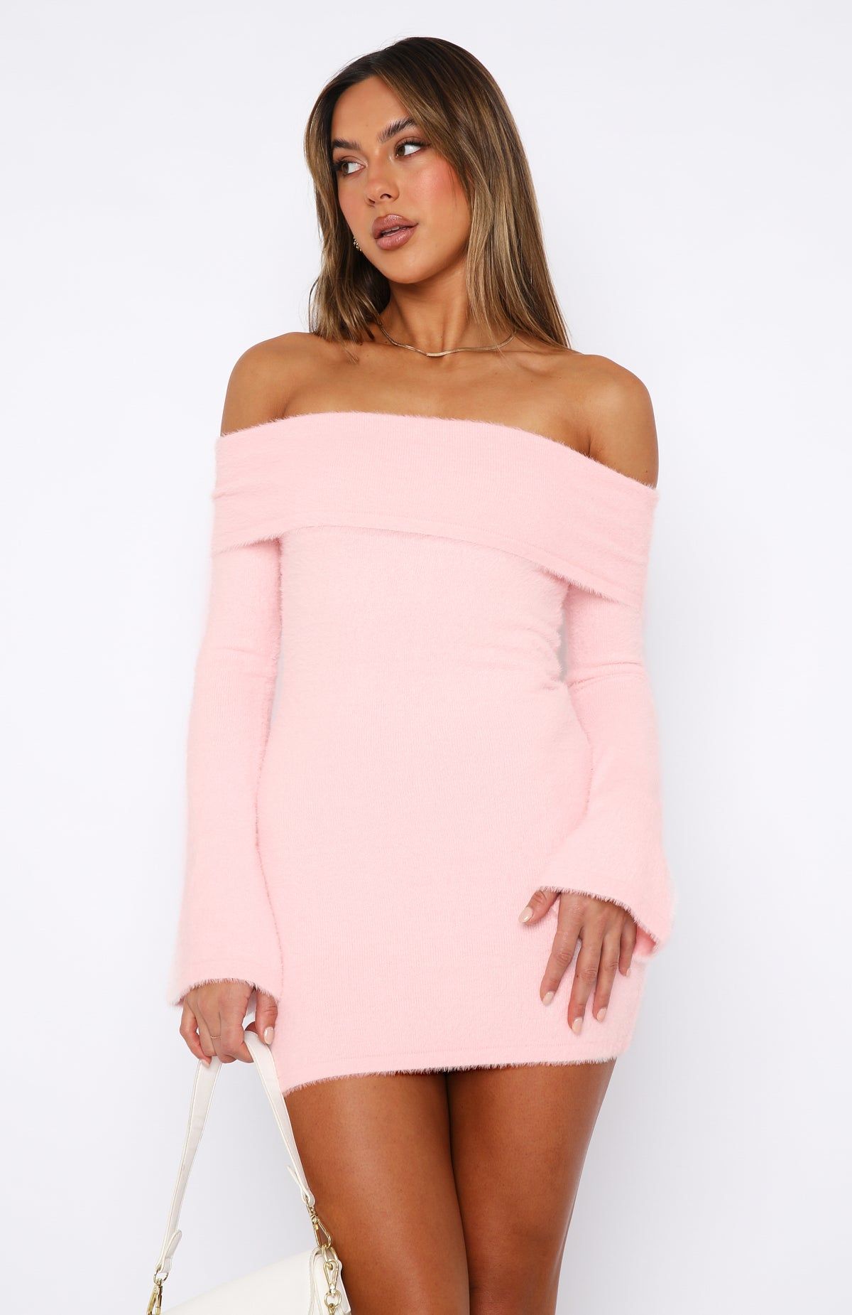 Snow Angel Long Sleeve Mini Dress Baby Pink sold by White Fox Boutique product image thumbnail 2