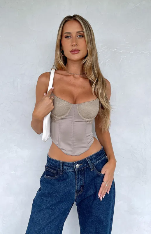 Lover Of The Night Bustier Taupe sold by White Fox Boutique