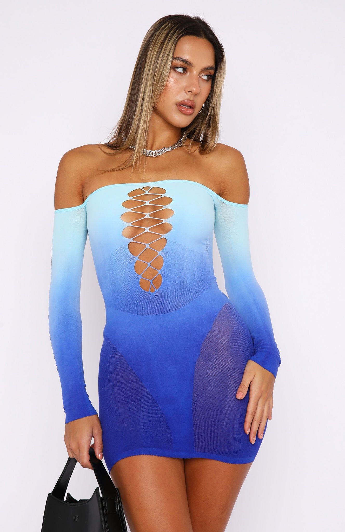 Hate To Say Long Sleeve Mini Dress Topaz Gradient sold by White Fox Boutique product image thumbnail 2