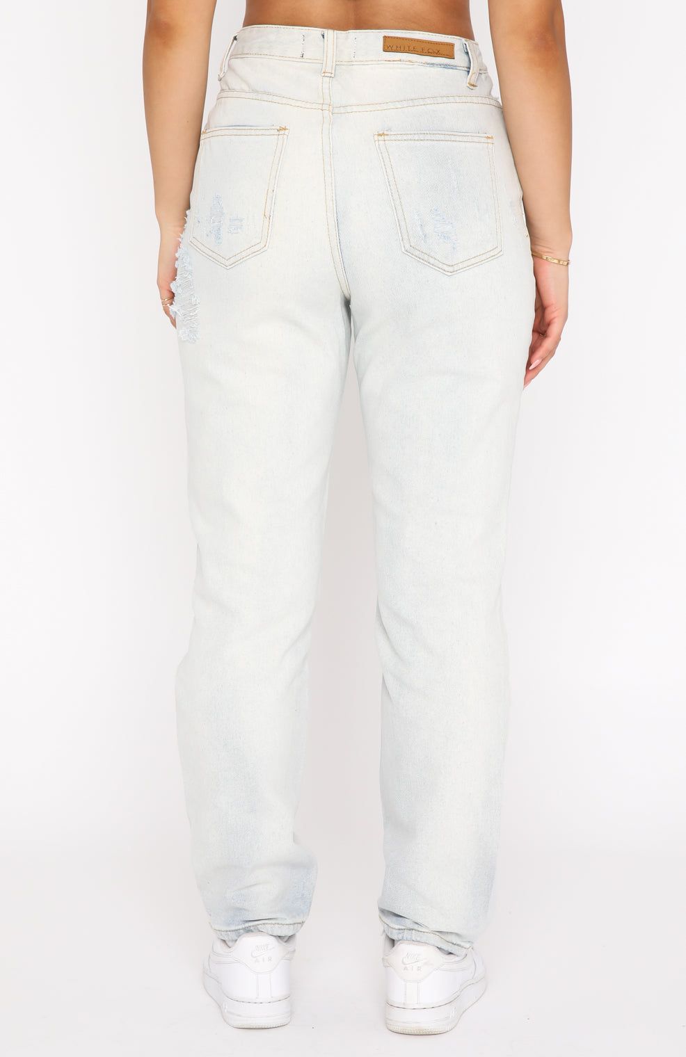 Piece Of Me High Rise Slim Leg Jeans Light Blue sold by White Fox Boutique product image thumbnail 4