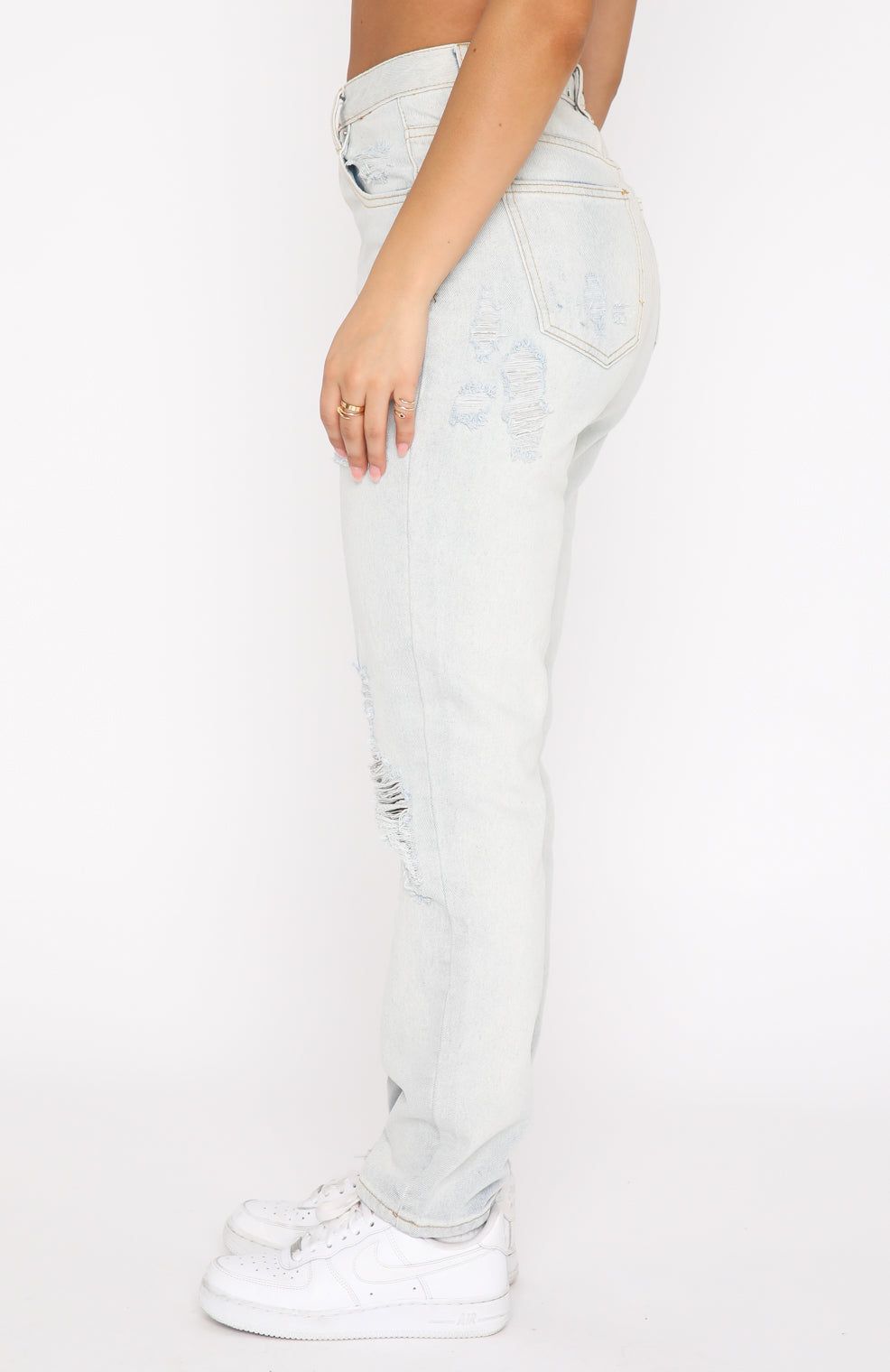 Piece Of Me High Rise Slim Leg Jeans Light Blue sold by White Fox Boutique product image thumbnail 3