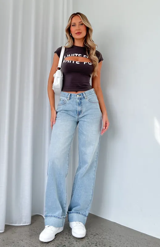 Always Be Yourself Low Rise Straight Leg Jeans Light Blue Wash sold by White Fox Boutique