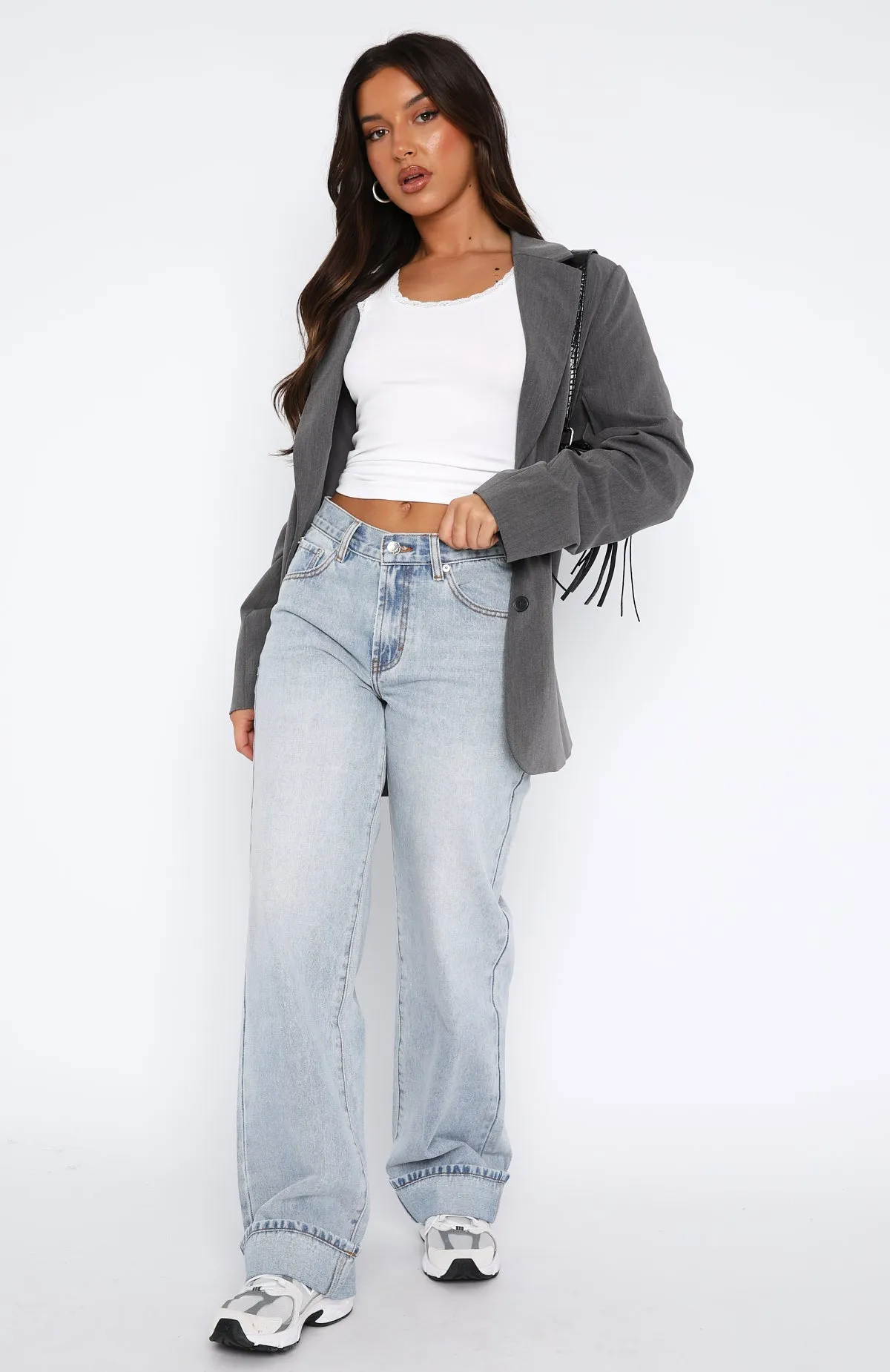 Always Be Yourself Low Rise Straight Leg Jeans Light Blue Wash sold by White Fox Boutique product image thumbnail 2