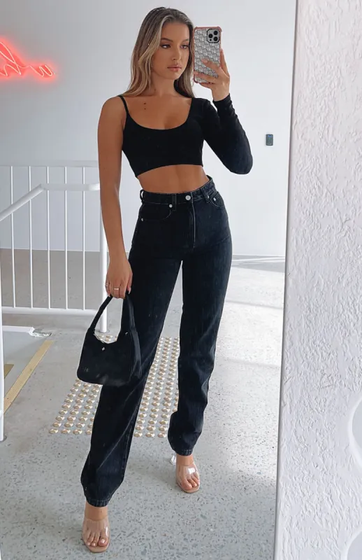 Who's That Girl Straight Leg Denim Jeans Vintage Black sold by White Fox Boutique