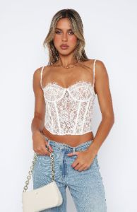 Dreamy Moments Lace Bustier White sold by White Fox Boutique