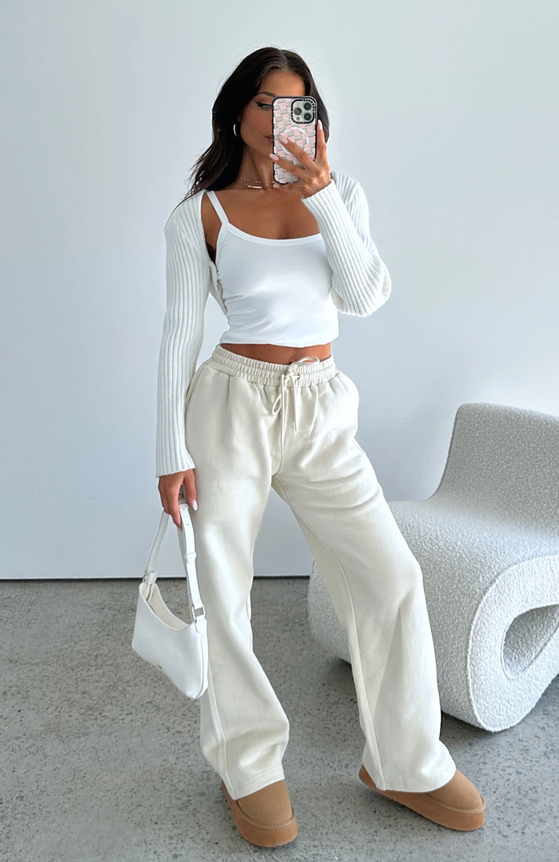 Stick With Me Wide Leg Sweatpants Sand sold by White Fox Boutique