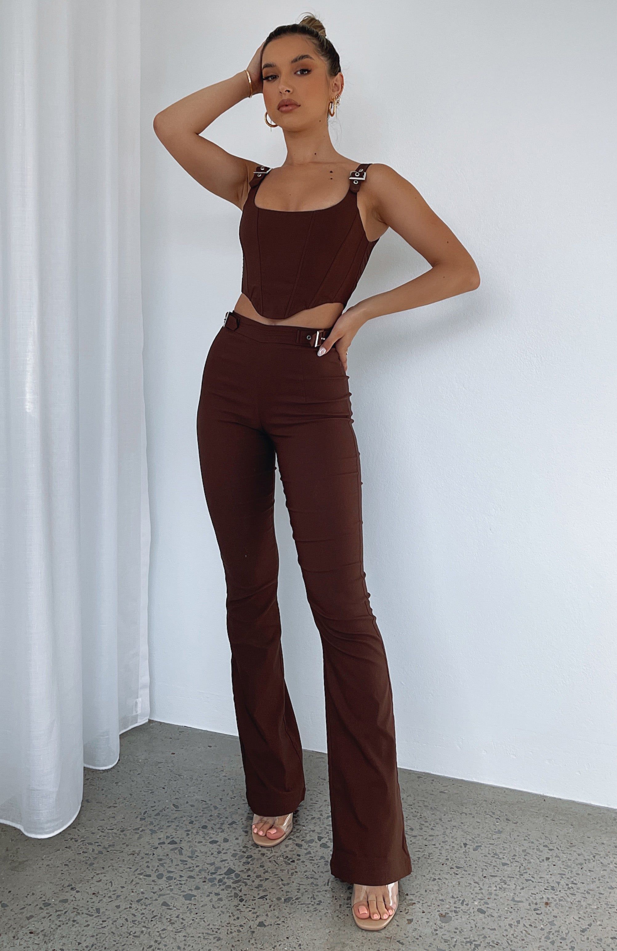 Satisfy Me Pants Chocolate sold by White Fox Boutique