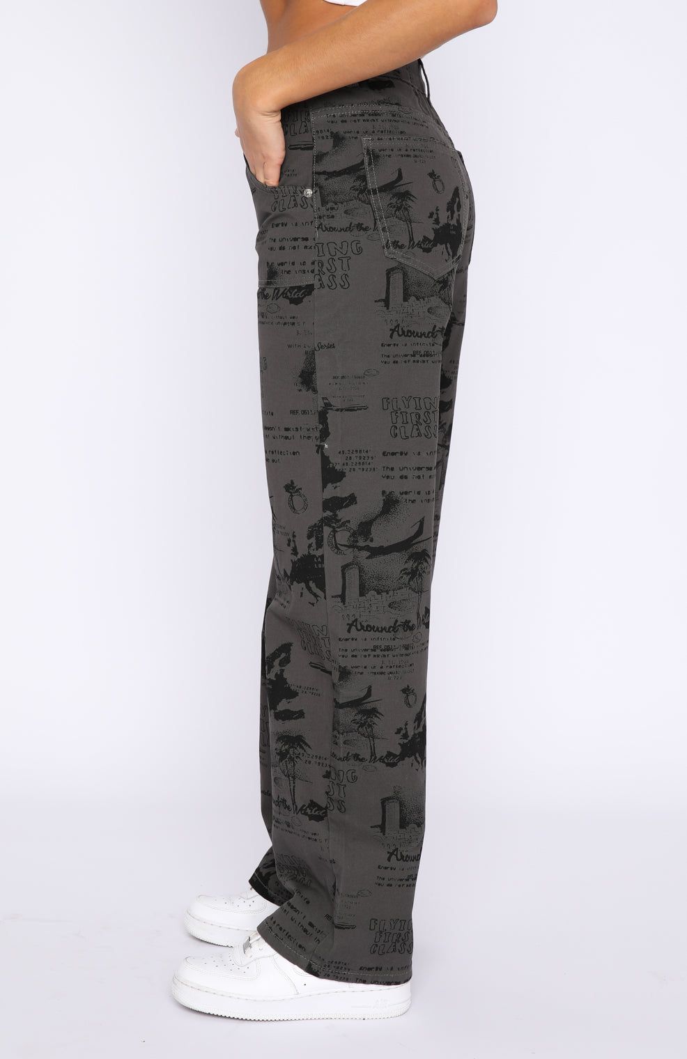 Give Me A Break Printed Jeans Charcoal sold by White Fox Boutique product image thumbnail 3