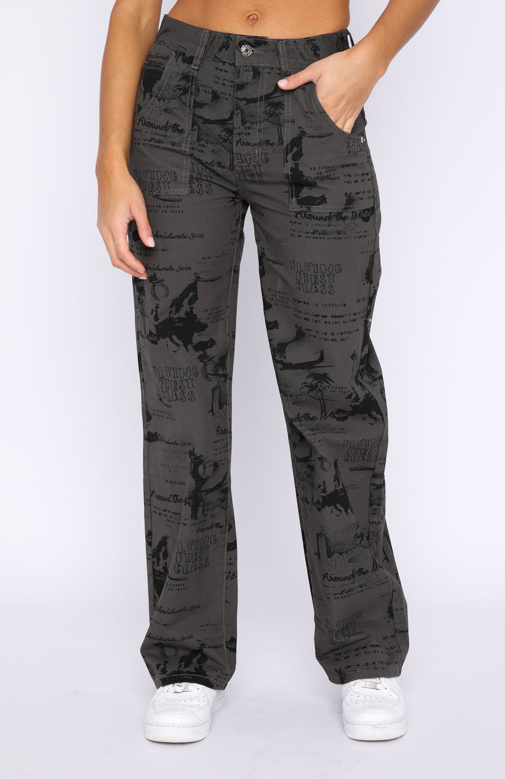 Give Me A Break Printed Jeans Charcoal sold by White Fox Boutique product image thumbnail 2