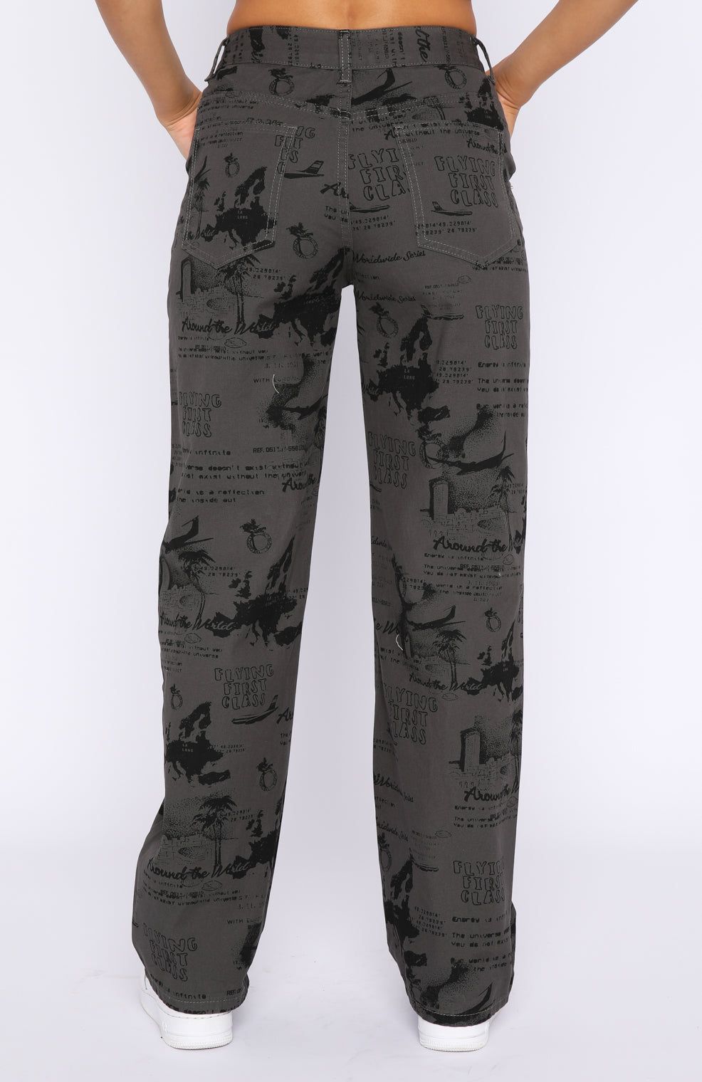 Give Me A Break Printed Jeans Charcoal sold by White Fox Boutique product image thumbnail 4