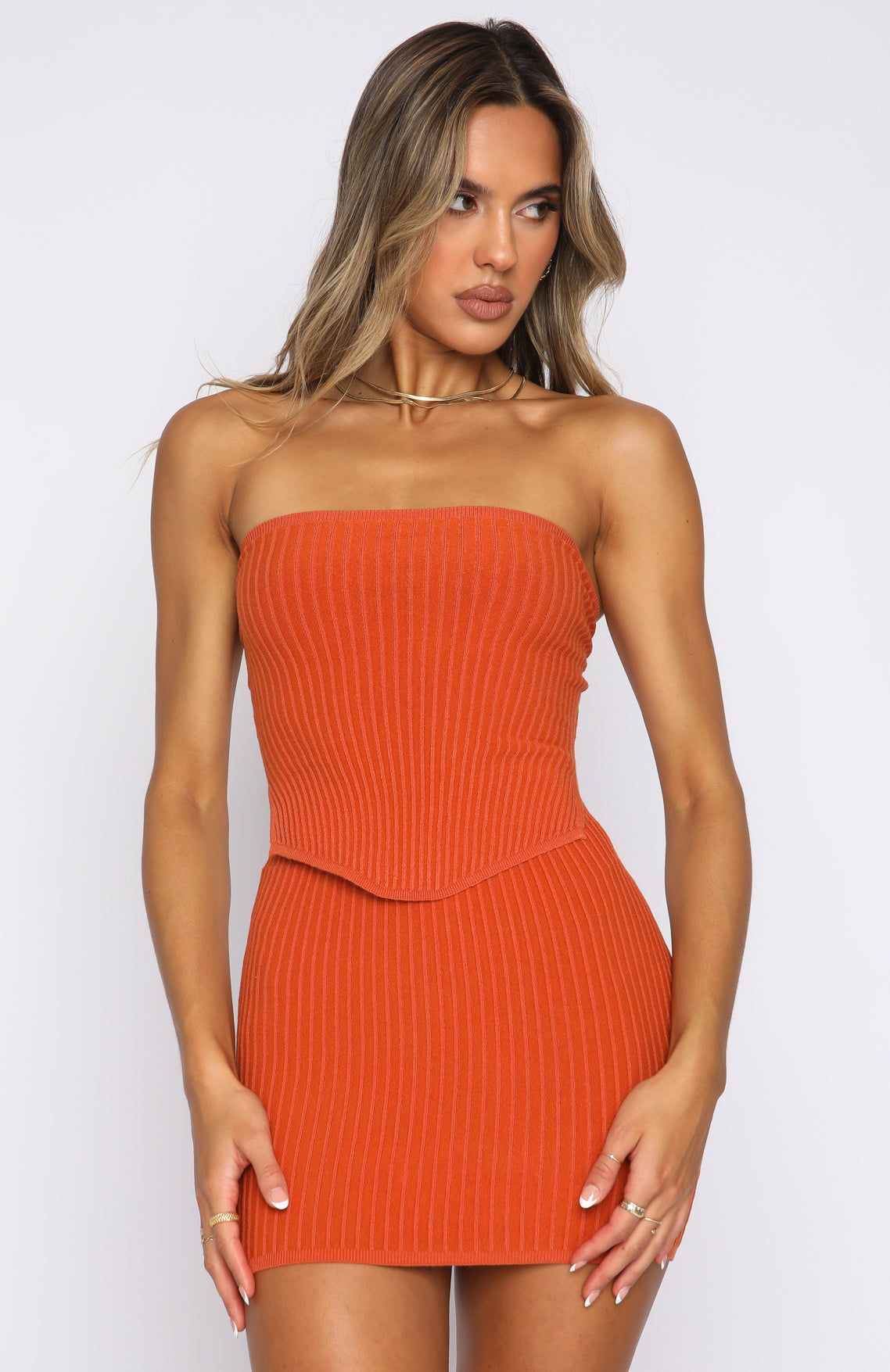 Fair And Square Knitted Bustier Rust sold by White Fox Boutique product image thumbnail 2