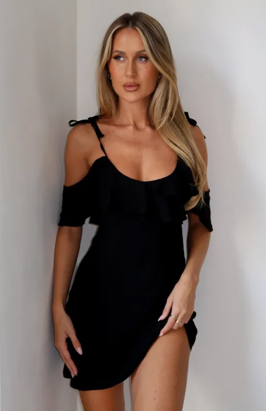 Keeping Up Off Shoulder Mini Dress Black sold by White Fox Boutique