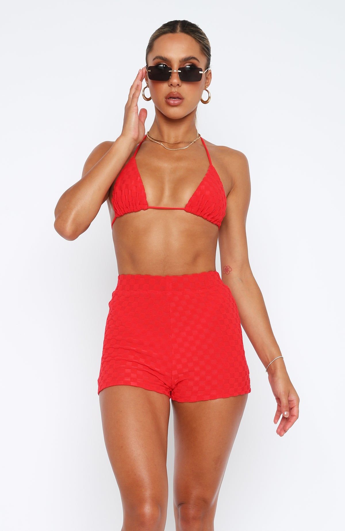 Hot Like Fire Booty Shorts Red Terry sold by White Fox Boutique product image thumbnail 2