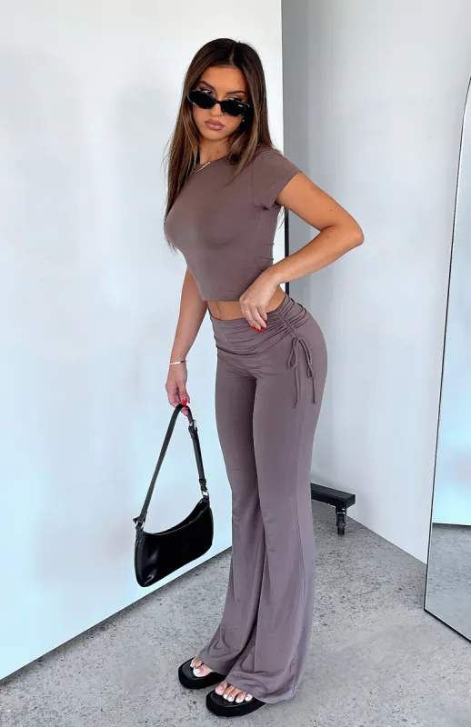 It's A Forever Thing Flare Pants Mocha sold by White Fox Boutique